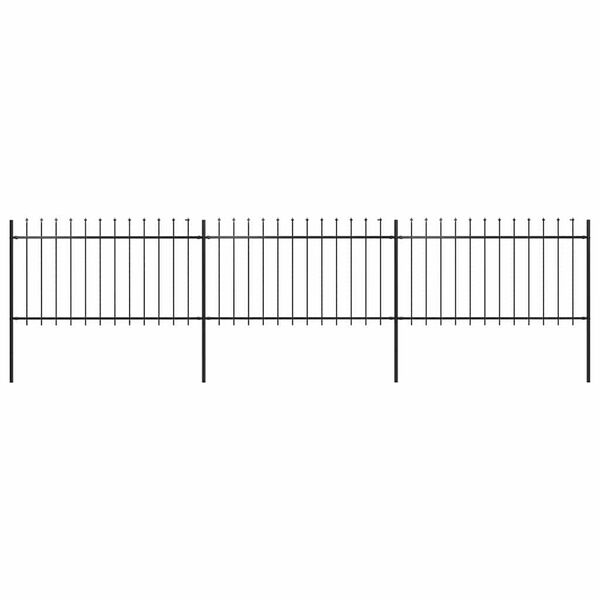 vidaXL Garden Fence with Spear Top Steel 211.4"x39.4" Black