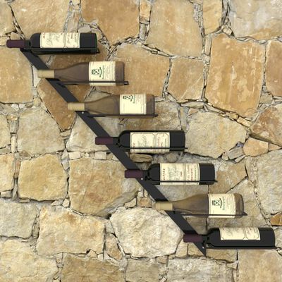 vidaXL Wall-mounted Wine Rack for 7 Bottles Black Metal