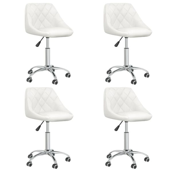 vidaXL Dining Chair Set of 4 White Chrome Steel, Faux Leather Medium
