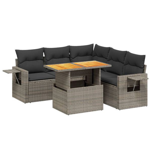 vidaXL Garden Sofa Set Grey PE Rattan Large Garden Sofa Set