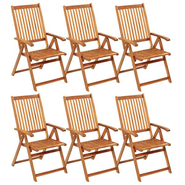 vidaXL Garden Chair Set of 6 Natural Acacia Wood Solid Acacia Wood