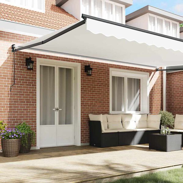 vidaXL Retractable Awning White 196.85" x 118.11" Fabric and Metal