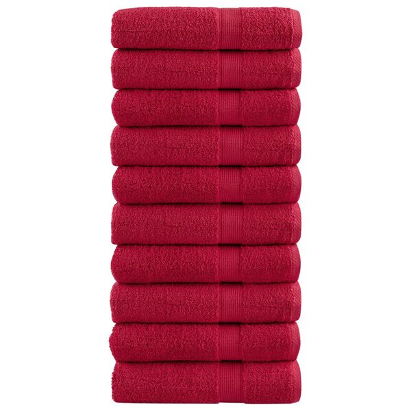 vidaXL Shower Towel Set of 10 Red 100% cotton 27.6 x 55.1 in