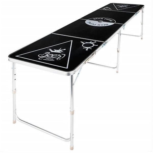 HI Beer Pong Table Black MDF with melamine, Aluminum Large Collapsible