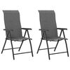 vidaXL Garden Chair Set of 2 Grey PE rattan, powder-coated steel