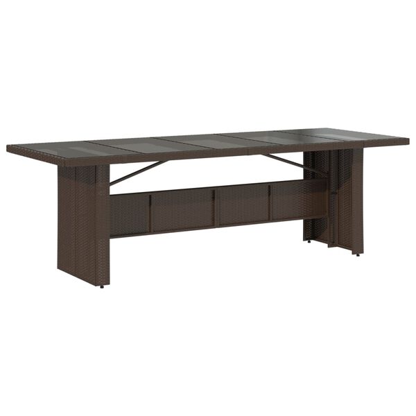 vidaXL Garden Table Brown PE Rattan 94.5 x 35.4 in