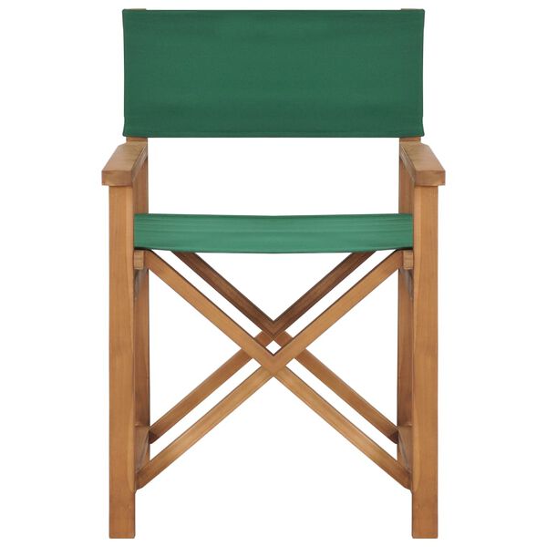 vidaXL Director's Chair Set of 2 Green Teak Wood, Fabric Foldable