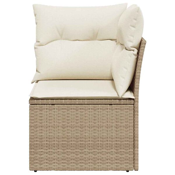 vidaXL Garden Sofa Beige Poly Rattan, Powder-Coated Steel, Polyester
