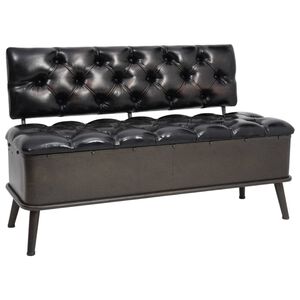 vidaXL Storage Bench Black Faux Leather, Metal, Engineered Wood Medium
