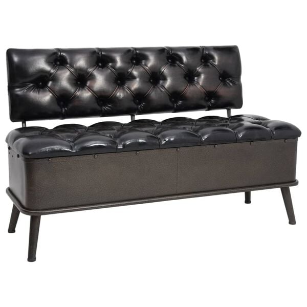 vidaXL Storage Bench Black Faux Leather, Metal, Engineered Wood Medium