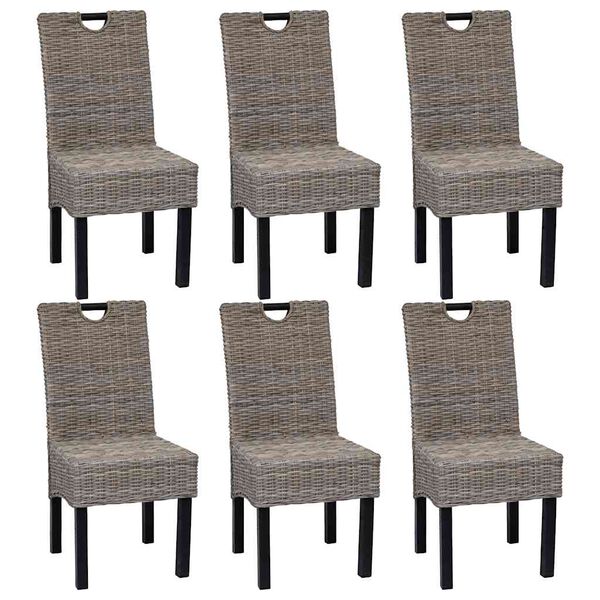 vidaXL Dining Chair 6 pcs Kubu Rattan Mango Wood