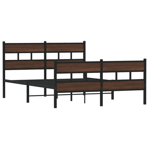 vidaXL Bed Frame Brown oak Steel and engineered wood Double Bed Frame