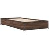 vidaXL Bed Frame Brown Oak Engineered Wood, Metal, Plywood Single Tough