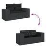 vidaXL Garden Sofa Set Black PE Rattan, Powder-Coated Steel Large