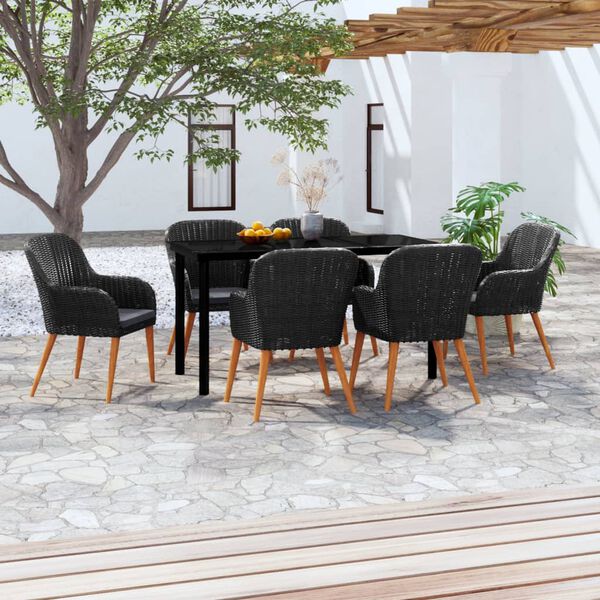 vidaXL Garden Dining Set Black