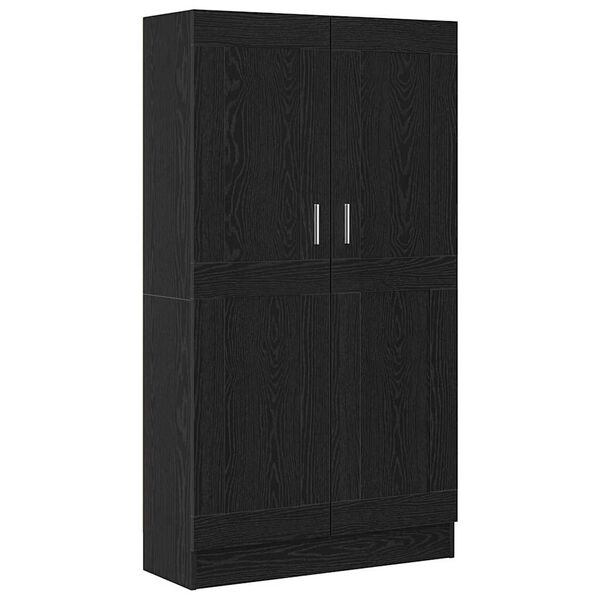 vidaXL Book Cabinet Black Oak 32.48 x 12.01 x 59.06 in Engineered Wood