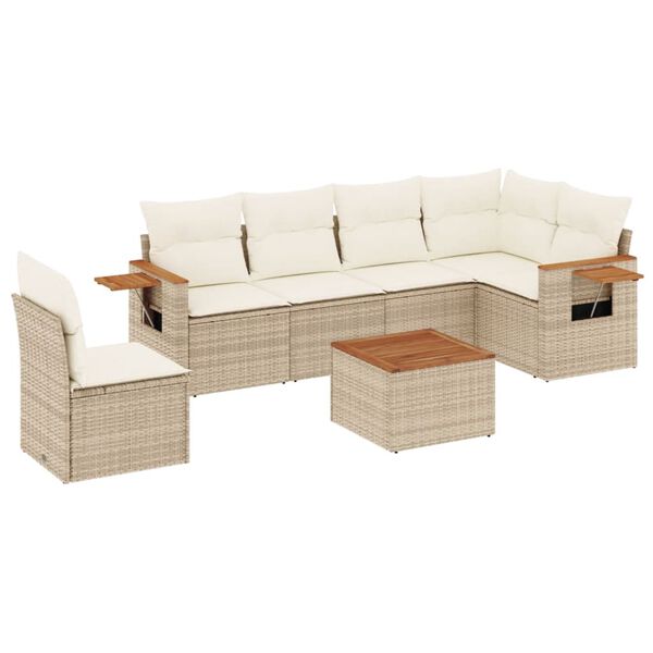 vidaXL Garden Sofa Set Beige PE rattan Modular Adjustable Feet