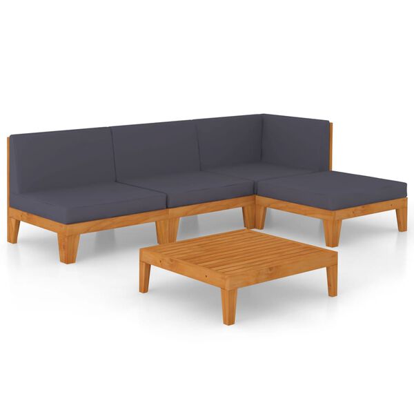 vidaXL Garden Lounge Set Dark Grey Solid acacia wood, 100% polyester