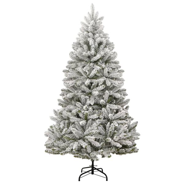 vidaXL Artificial Hinged Christmas Tree Green and white PVC, metal