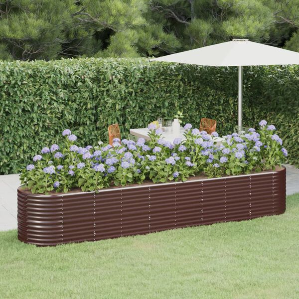 vidaXL Garden Raised Bed Brown Powder-coated steel Large Durable