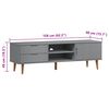 vidaXL TV Cabinet "MOLDE" Grey 62.2x15.7x19.3" Solid Wood Pine