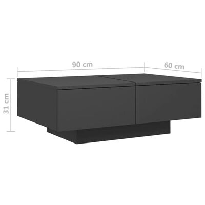 vidaXL Coffee Table Gray 35.4"x23.6"x12.2" Engineered Wood