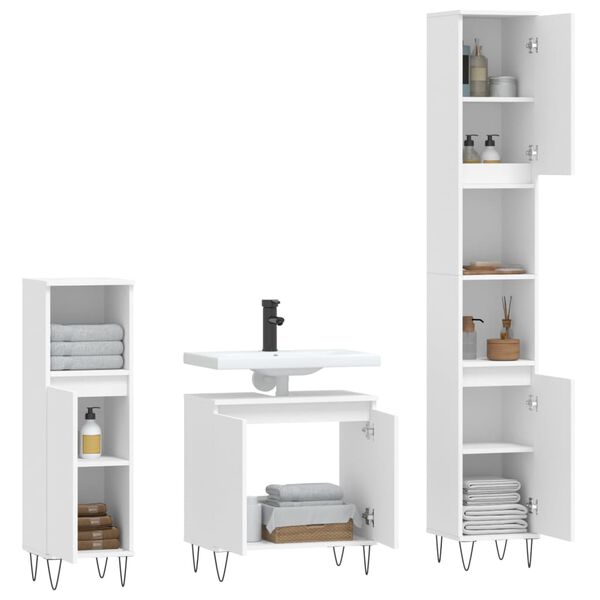 vidaXL Bathroom Furniture Set White Engineered wood, Metal Large
