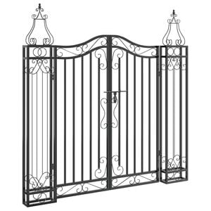 vidaXL Garden Gate Black 47.6"x3.1"x47.2" Wrought Iron