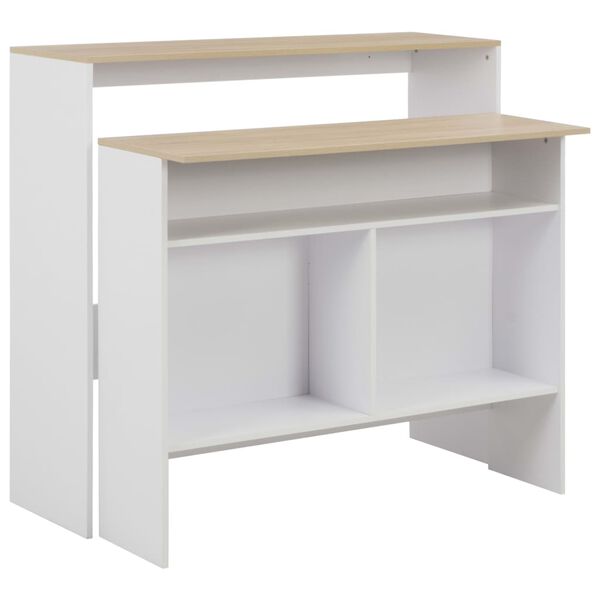 vidaXL Bar Table White and Oak Engineered wood 51.2x15.7x47.2 in