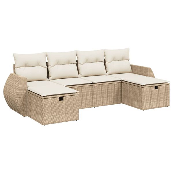 vidaXL Garden Sofa Set Beige Poly Rattan, Powder-Coated Steel Modular