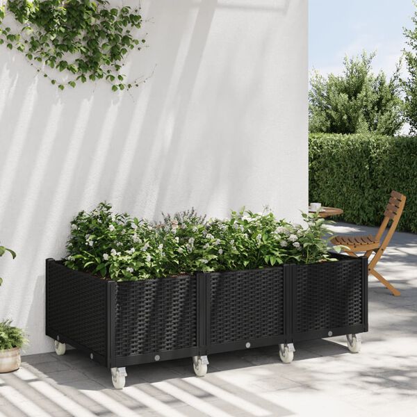 vidaXL Garden Planter Black Polypropylene Large Portable