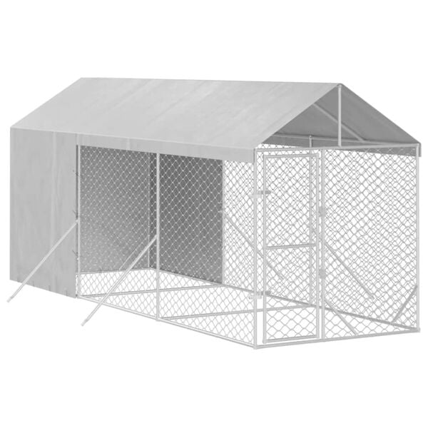 vidaXL Outdoor Dog Kennel Silver Galvanized steel 6.6 x 19.7 x 8.2 ft