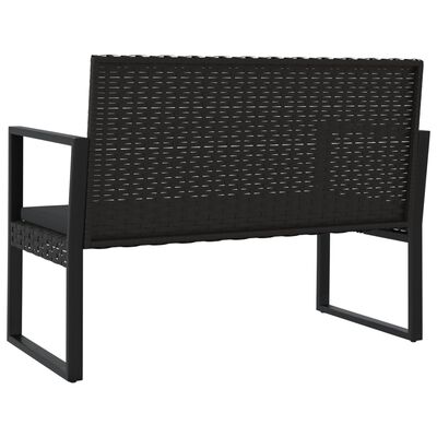 vidaXL Patio Bench with Cushions Black 41.7" Poly Rattan