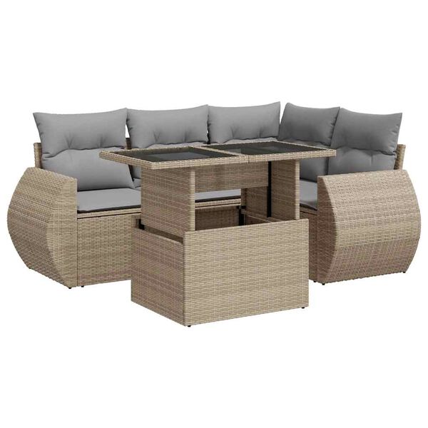 vidaXL Garden Sofa Set Beige, Light Grey