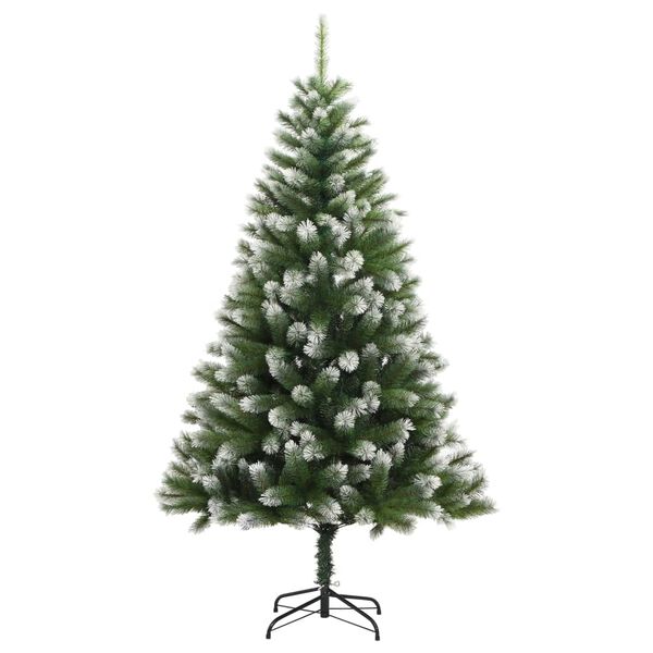 vidaXL Artificial Hinged Christmas Tree 150 LEDs & Flocked Snow 59.1"