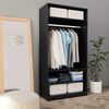 vidaXL Wardrobe Black Engineered wood Compact Wardrobe Rectangular