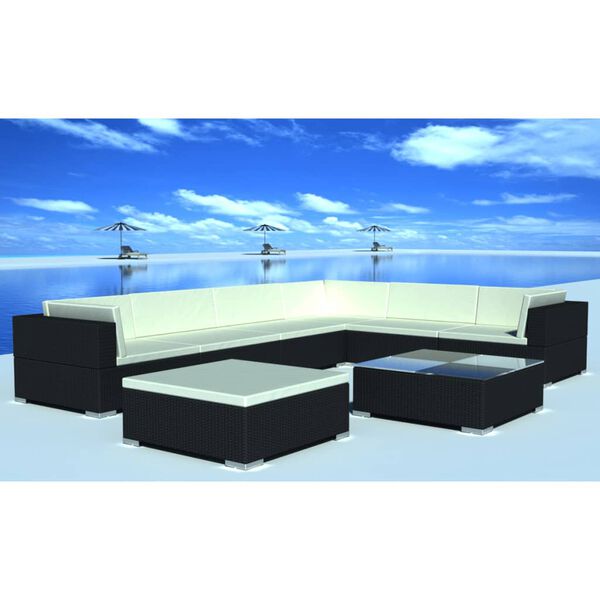 vidaXL Lounge Set Black and Cream White
