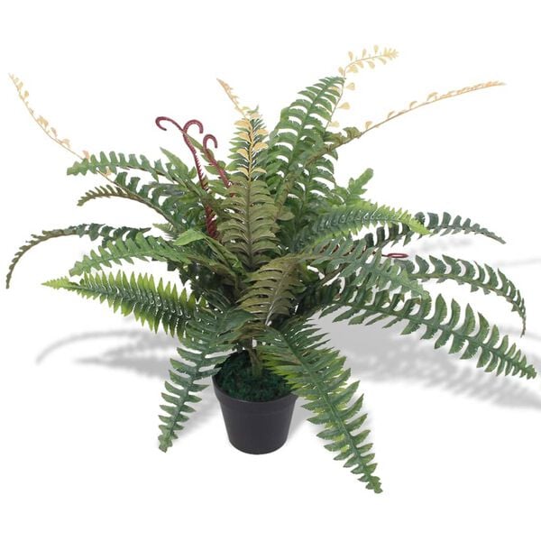 vidaXL Fake Plant Green Plastic 23.6 in Durable Fake Fern Plant