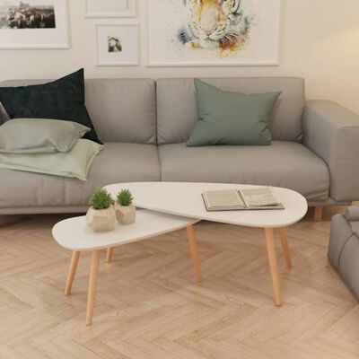 vidaXL Coffee Table Set 2 Pieces Solid Pinewood White