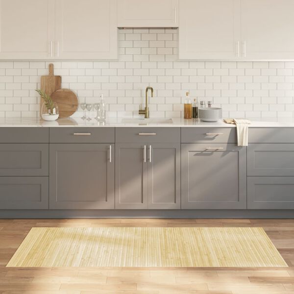 vidaXL Rug Light Nature Bamboo, Polypropylene 31.5 x 78.7 in Non-slip