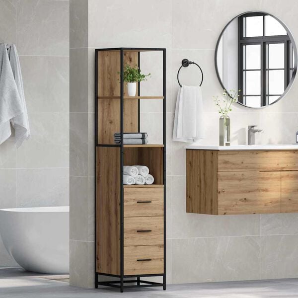 vidaXL Bathroom Furniture Set Artisan Oak 13.78 x 14.76 x 65.35 in