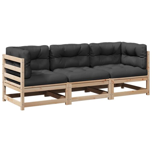 vidaXL Patio Sofa Set Anthracite, Natural wood