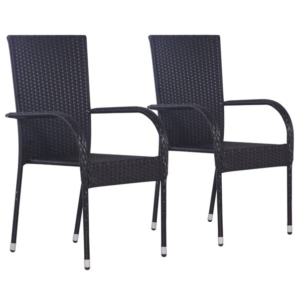 vidaXL Dining Set Black Polyethylene rattan, Powder-coated steel, Glass
