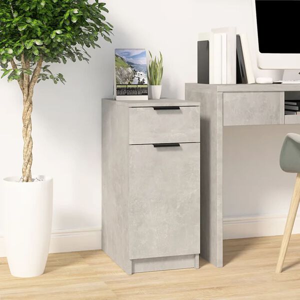 vidaXL Desk Cabinet Concrete grey Engineered wood Compact Desk Cabinet