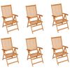 vidaXL Garden Chair Set of 6 Taupe, Natural Teak Solid Teak Wood Standard