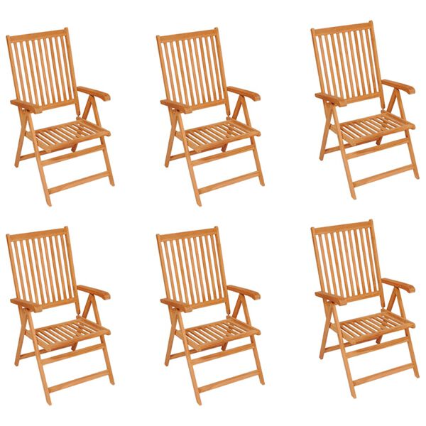 vidaXL Garden Chair Set of 6 Taupe, Natural Teak Solid Teak Wood Standard