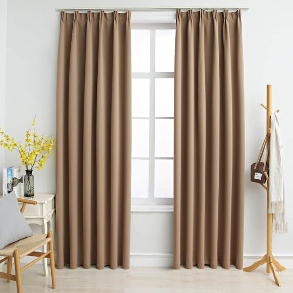 vidaXL Blackout Curtains with Hooks 2 pcs Taupe 55.1x68.9"