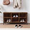 vidaXL Shoe Cabinet Smoked Oak Engineered Wood, Powder-Coated Steel Medium