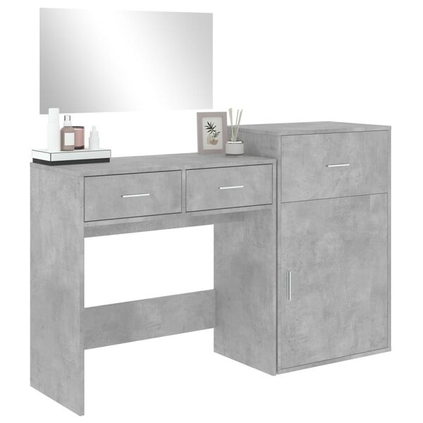 vidaXL Dressing Table Set Concrete Grey Engineered Wood Medium