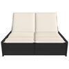vidaXL Double Sun Lounger Black and Cream White PE Rattan Double